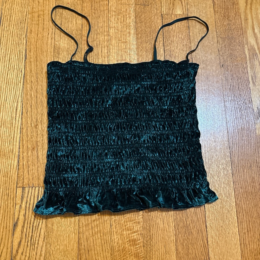 American Eagle Outfitters Dark Green Velvet Cami